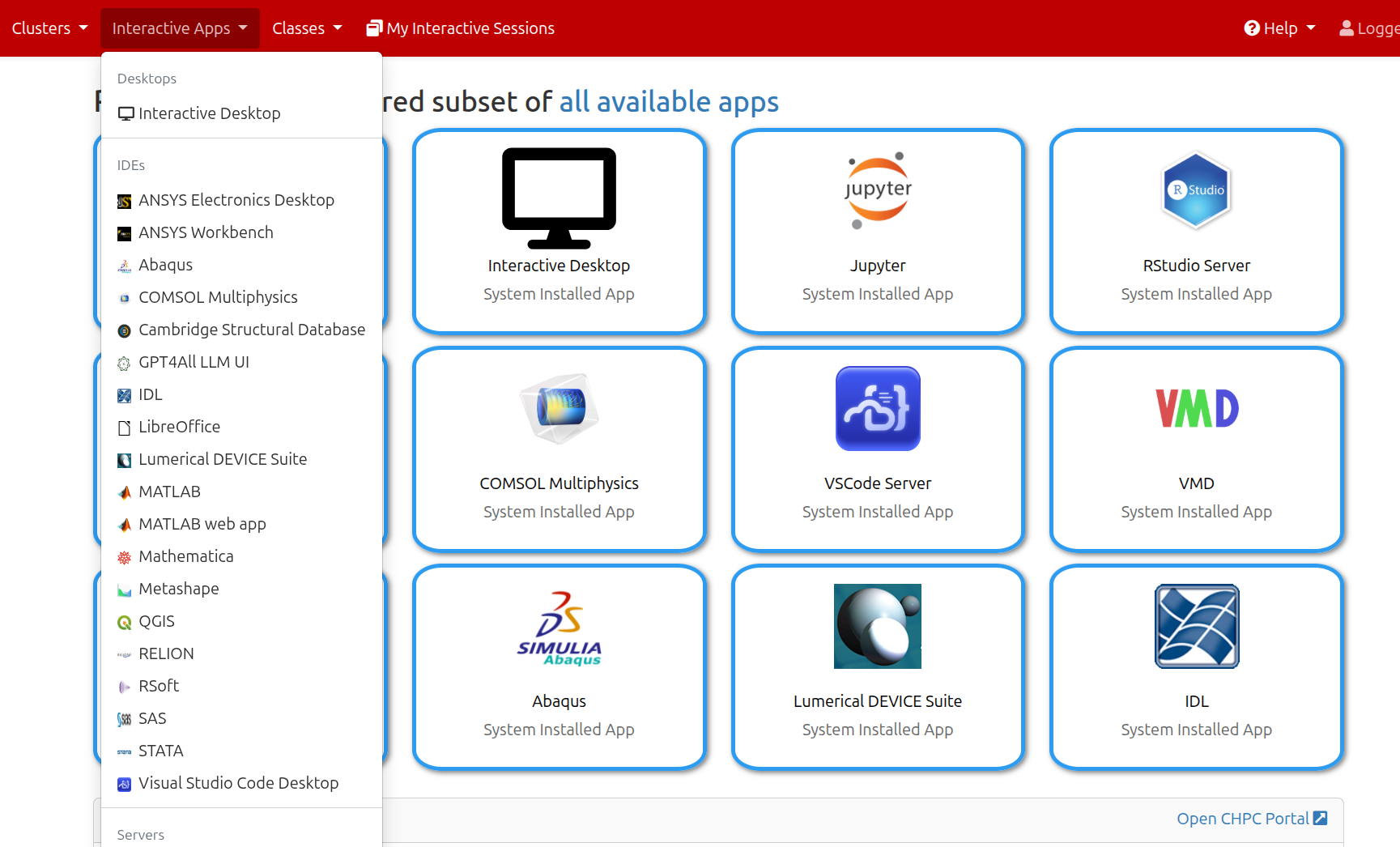 Interactive Apps Menu (OnDemand)