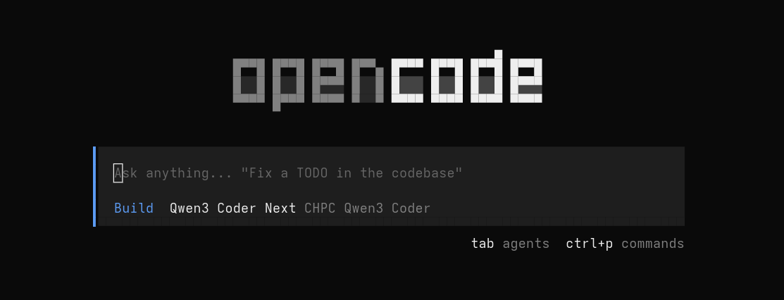 OpenCode start screen